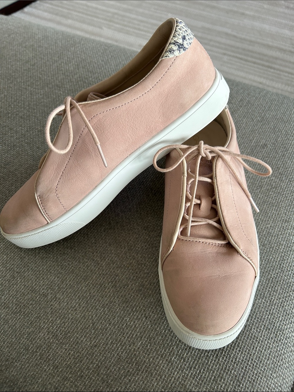 Cole Haan Pale Pink Lace-Up Platform Sneakers with Patterned Heel Tab